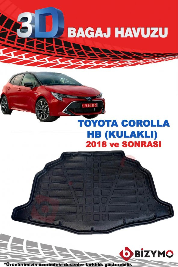 Toyota Corolla HB 2018+ Kulaklı 3D Bagaj Havuzu Bizymo - 2