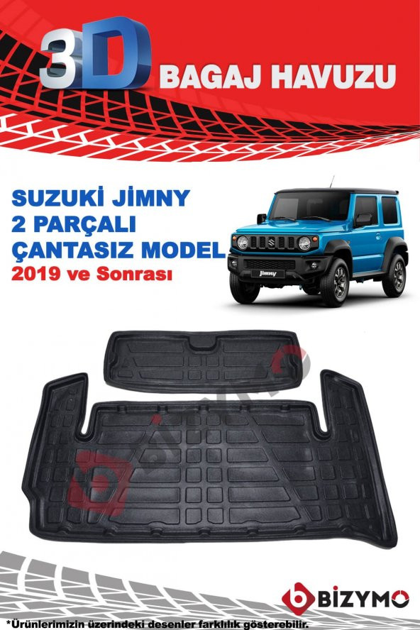 Suzuki Jimny 2 Parçalı (Çantasız Model) 2019+ 3D Bagaj Havuzu Bizymo - 2