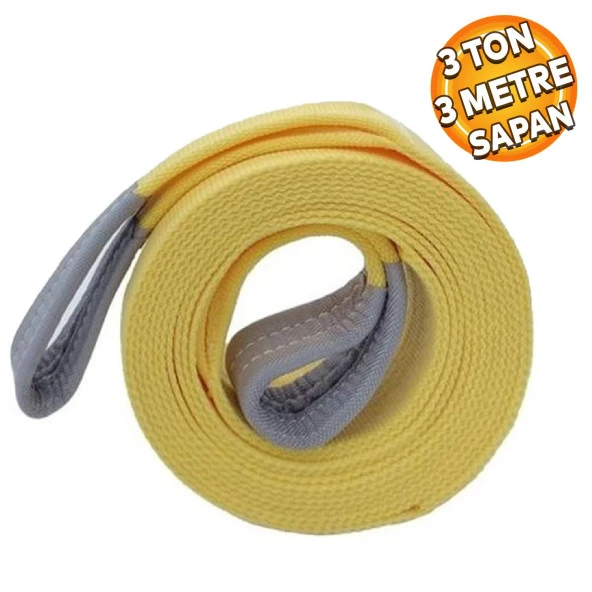 Sapan Polyester Spanzet 3 Ton 3 Metre Sarı Sağlam Yük Kaldırma Taşıma İndirme Halat