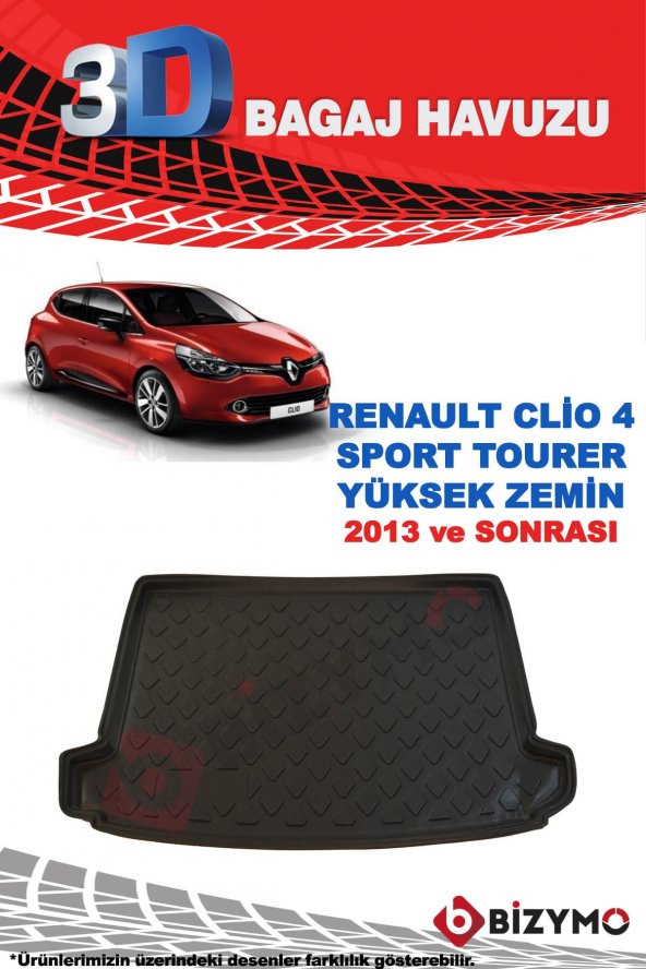 Renault Clio 4 Sport Tourer Yüksek 2013 Ve Sonrası 3D Bagaj Havuzu Bizymo - Resim 2