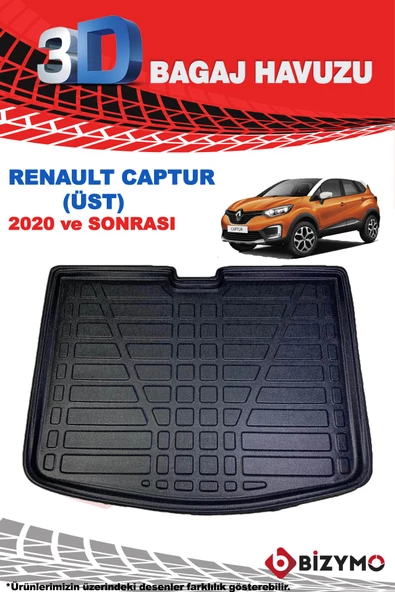 Renault Captur 2020 Ve Sonrası Üst 3D Bagaj Havuzu Bizymo - Resim 2