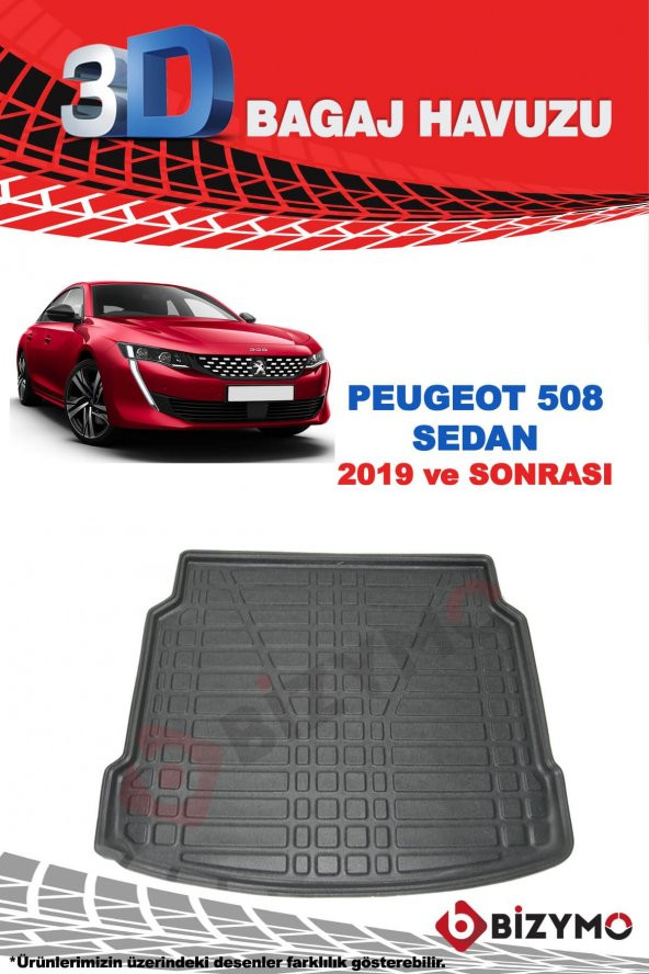Peugeot Yeni 508 Sedan 2019+ 3D Bagaj Havuzu Bizymo - 2