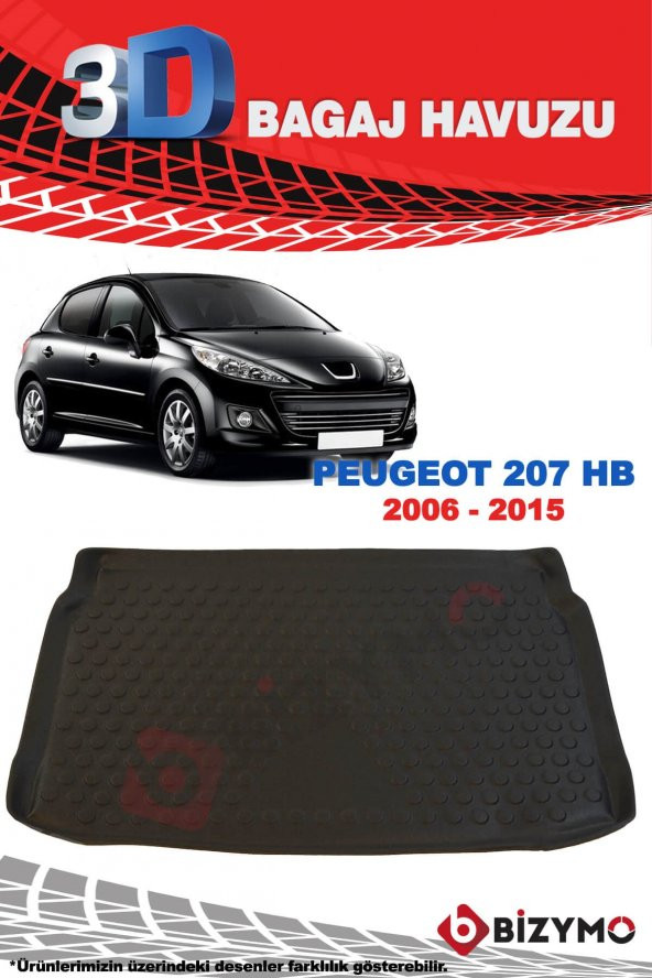 Peugeot 207 Hb 2006-2015 3D Bagaj Havuzu Bizymo - Resim 2
