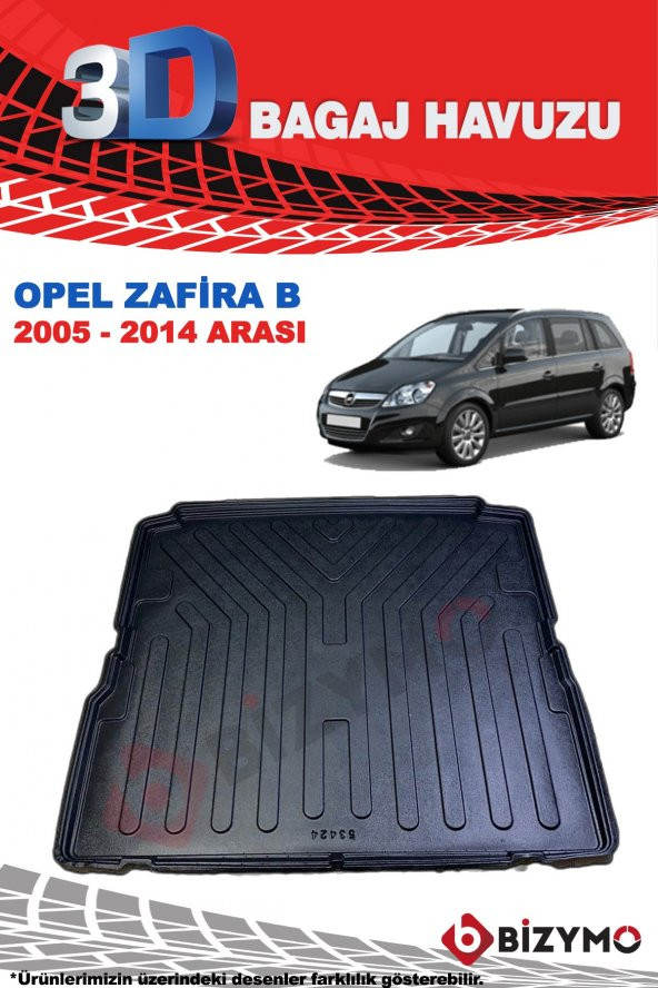 Opel Zafira B 2005-2014 3D Bagaj Havuzu Bizymo - 2