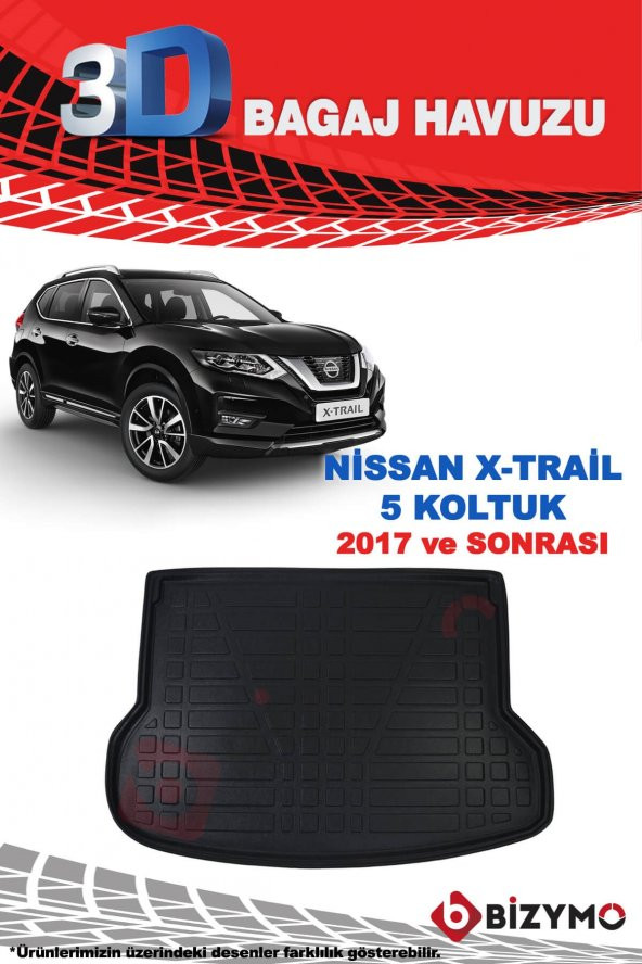 Nissan X-Trail 5 Koltuk 2017 Ve Sonrası 3D Bagaj Havuzu Bizymo - 2