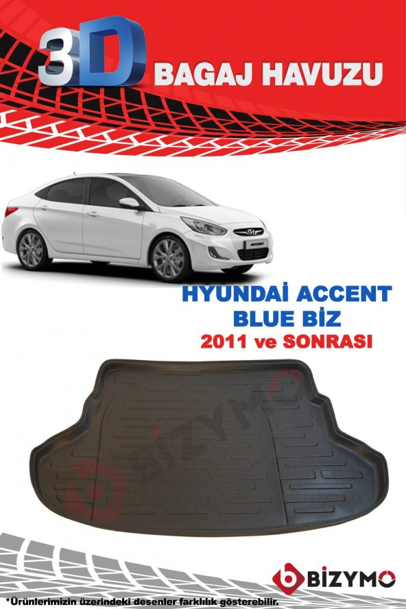 Hyundai Accent Blue Biz 2011 Ve Sonrası 3D Bagaj Havuzu Bizymo - Resim 3