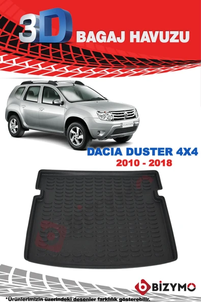 Dacia Duster 4X4 2010-2017 3D Bagaj Havuzu Bizymo - Resim 2