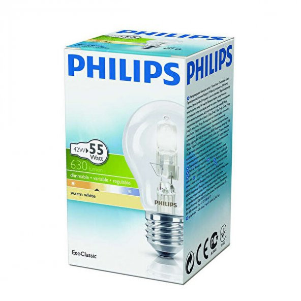 Philips Halojen Classic 42W/55W Dimmable Sarı Işık