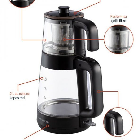 Grundig CM 4054 Bio 1900 W Cam Çay Makinesi - 2