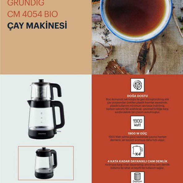 Grundig CM 4054 Bio 1900 W Cam Çay Makinesi - 6