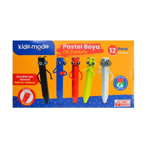 Kids Mode Yağlı Pastel Boya Üçgen 12 Renk DKPB105