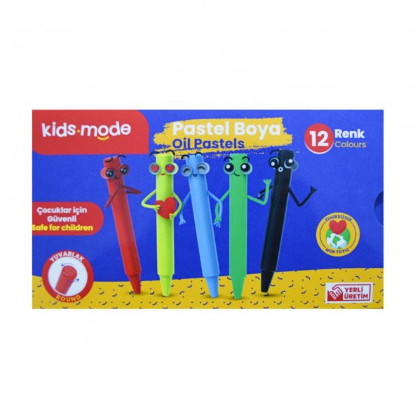 Kids Mode Yağlı Pastel Boya Yuvarlak 12 Renk DKPB104