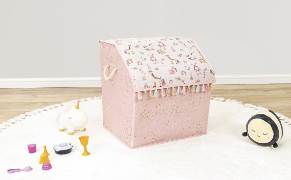 DECODEMA Bebek Çocuk Odası Çok Amaçlı Kapaklı Organizer Kutu Oyuncak Sepeti