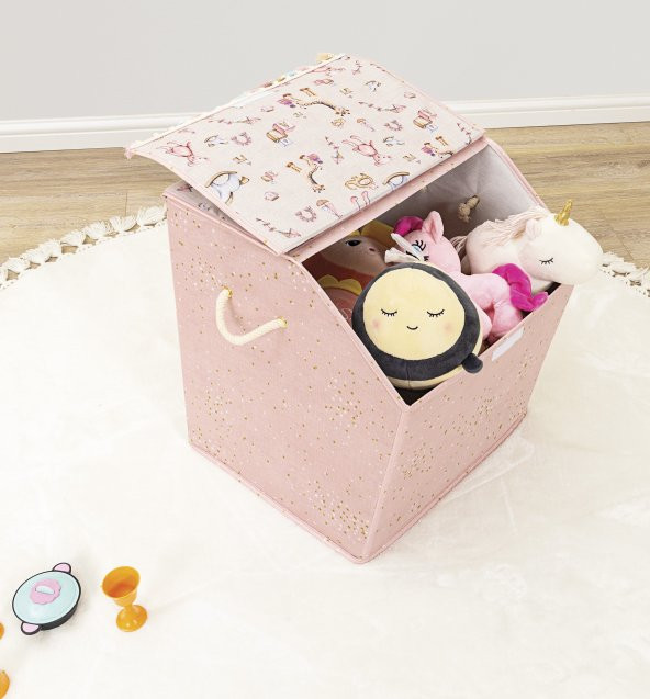 DECODEMA Bebek Çocuk Odası Çok Amaçlı Kapaklı Organizer Kutu Oyuncak Sepeti - 2