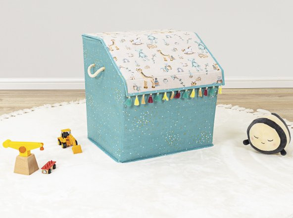DECODEMA Bebek Çocuk Odası Çok Amaçlı Kapaklı Organizer Kutu Oyuncak Sepeti - 3
