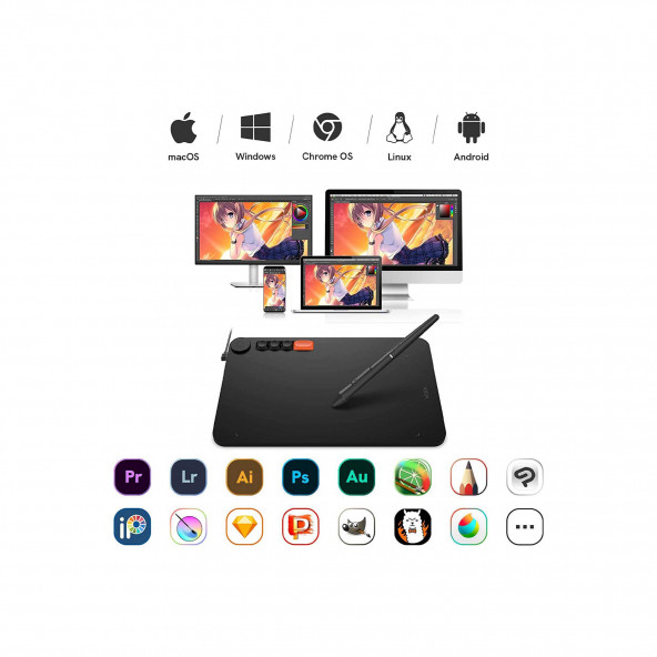 Veikk VO1060 10x6" 5 Kısayol Tuşlu Sağ/Sol El Uyumlu Grafik Tablet+Kalem - 4