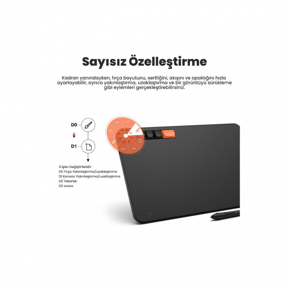 Veikk VO1060 10x6" 5 Kısayol Tuşlu Sağ/Sol El Uyumlu Grafik Tablet+Kalem - 6