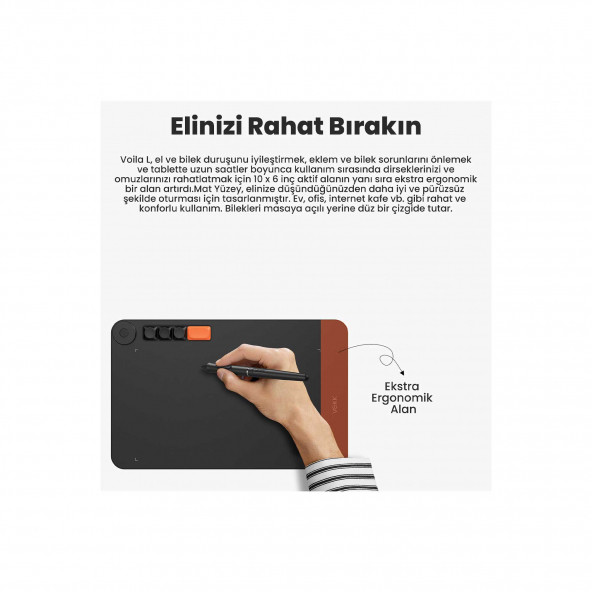 Veikk VO1060 10x6" 5 Kısayol Tuşlu Sağ/Sol El Uyumlu Grafik Tablet+Kalem - 8