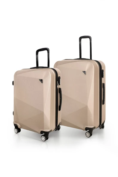 Polo&Sky Elmas Model Gold Renk 2'li Valiz Seti (Orta+Büyük)