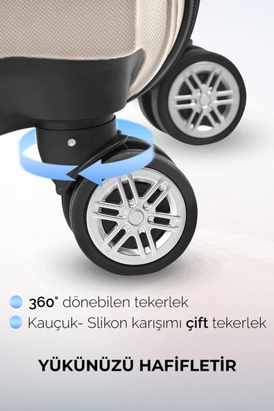 Polo&Sky Elmas Model Gold Renk 2'li Valiz Seti (Orta+Büyük) - 5