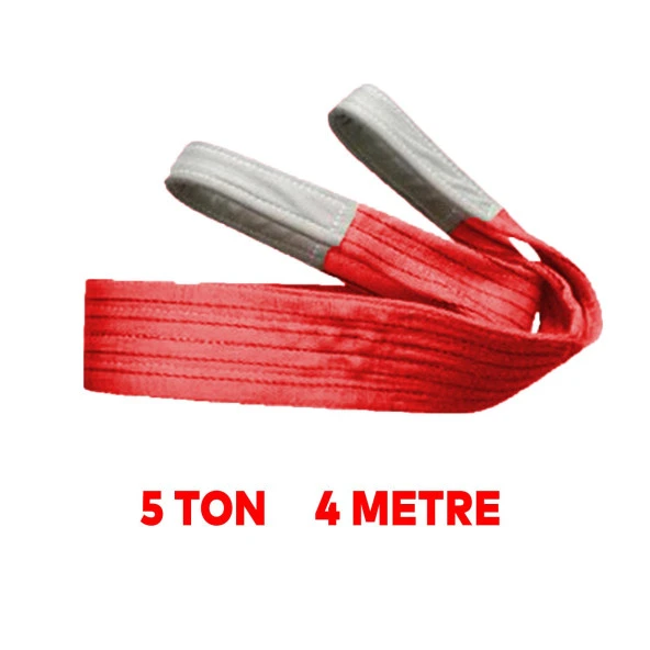 Sapan Polyester Spanzet 5 Ton 4 Metre Kırmızı Sağlam Yük Kaldırma Taşıma İndirme Halat - 3