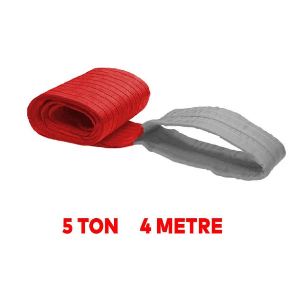 Sapan Polyester Spanzet 5 Ton 4 Metre Kırmızı Sağlam Yük Kaldırma Taşıma İndirme Halat - 4