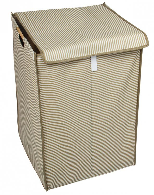 DECODEMA Ahşap Saplı Katlanabilir Kapaklı Kirli Çamaşır Sepeti Çamaşır Kutusu