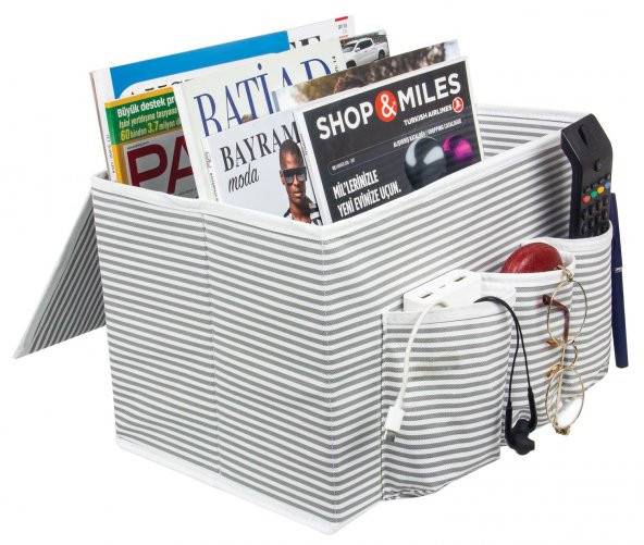 DECODEMA Çok Amaçlı Baş Ucu Düzenleyici Kutu Kapaklı Eşya Organizer - 2