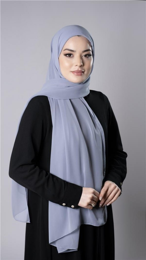 Gri Pratik Hazır Geçmeli Şal Şifon Kumaş Hijab Bone 3009_15