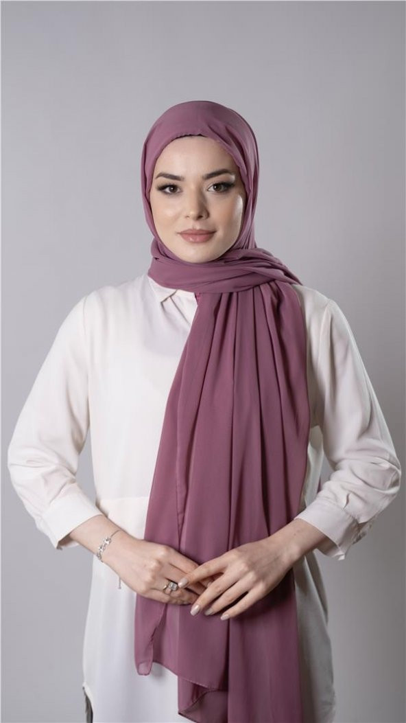 Gül Kurusu Pratik Hazır Geçmeli Şal Şifon Kumaş Hijab Bone 3009_18