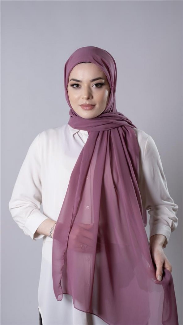 Gül Kurusu Pratik Hazır Geçmeli Şal Şifon Kumaş Hijab Bone 3009_18 - 4