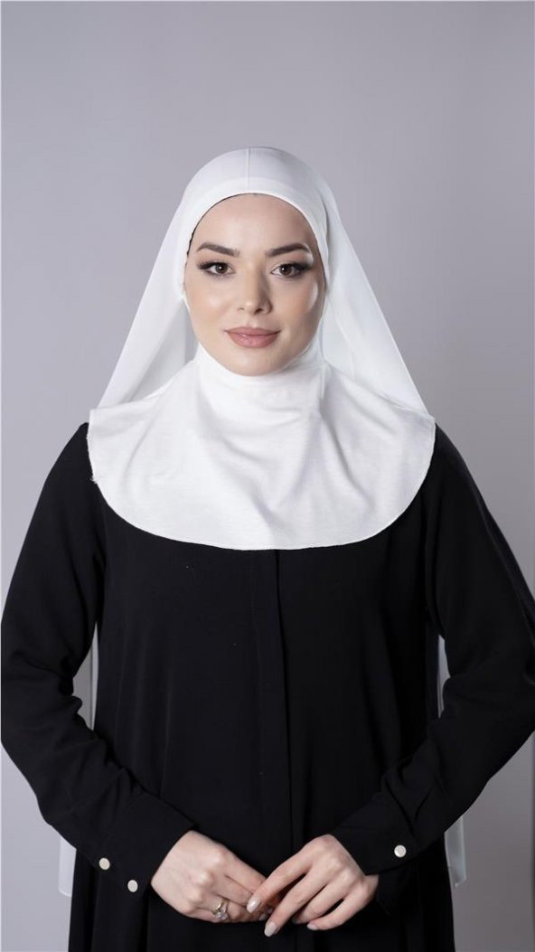 Krem Pratik Hazır Geçmeli Şal Şifon Kumaş Hijab Bone 3009_40 - 2