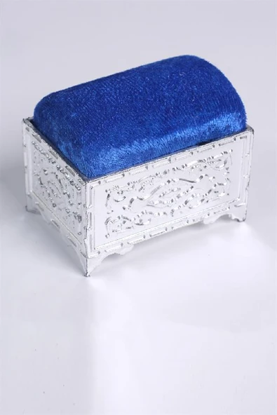 Saks Mavisi Eşarp Şal İğnedanlık Kadife Gümüş Sandık 5006_24