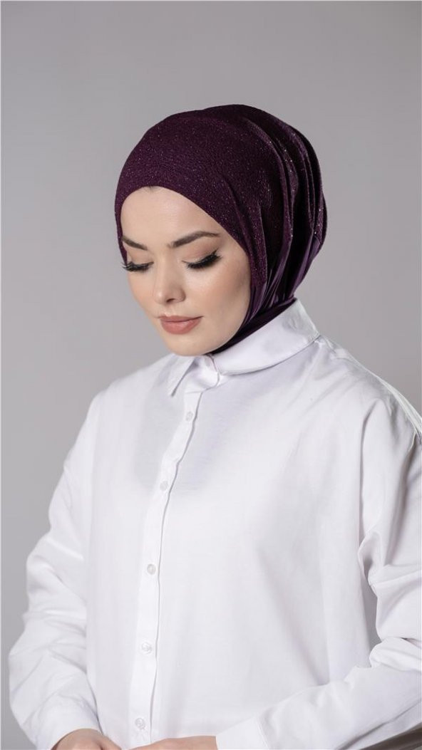 Mürdüm Pratik Hazır Geçmeli Tesettür Eşarp Sandy Kumaş Arkadan Çıtçıtlı 2206_07 - 2