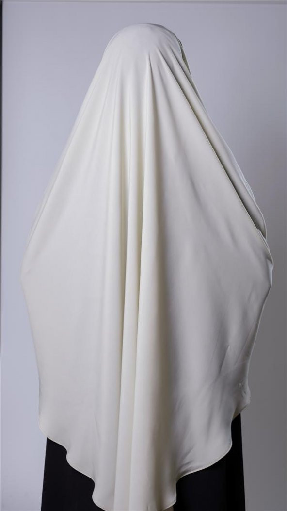 Ekru Pratik Hazır Geçmeli Tesettür Eşarp Medine İpeği Bağcıklı Sufle Hijab 2301_27 - 3