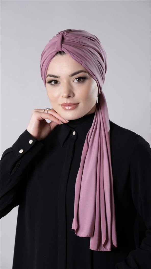 Gül Kurusu Pratik Hazır Geçmeli Tesettür Bone Sandy Kumaş Atkılı  2204_18 - 2