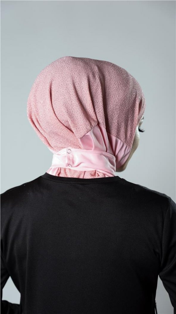 Pembe Pratik Hazır Geçmeli Tesettür Eşarp Sandy Kumaş Arkadan Çıtçıtlı 2206_04 - 4