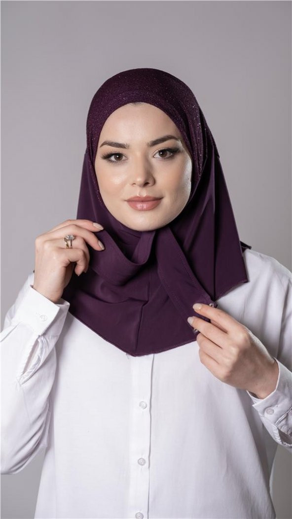 Mürdüm Pratik Hazır Geçmeli Tesettür Eşarp Sandy Kumaş Arkadan Çıtçıtlı 2206_07 - 3