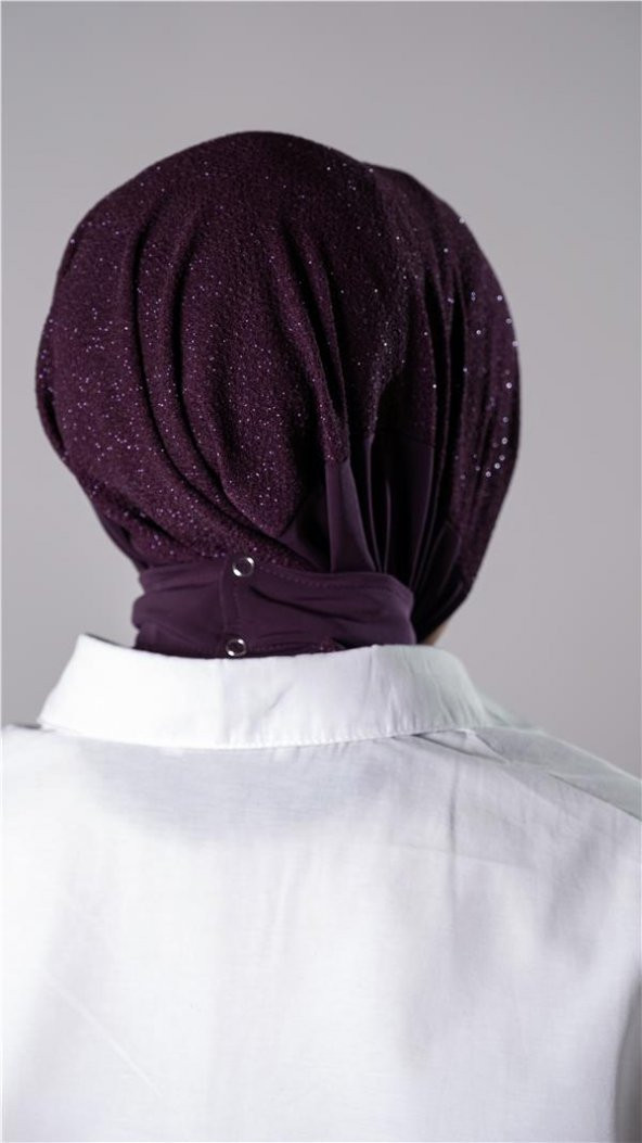 Mürdüm Pratik Hazır Geçmeli Tesettür Eşarp Sandy Kumaş Arkadan Çıtçıtlı 2206_07 - 4