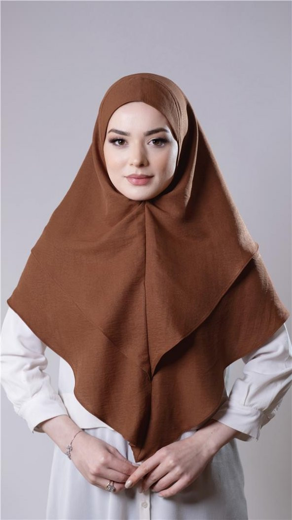 Taba Pratik Hazır Geçmeli Tesettür Eşarp Pamuk Caz Kumaş Çift Katlı Düz Hijab 2303_33