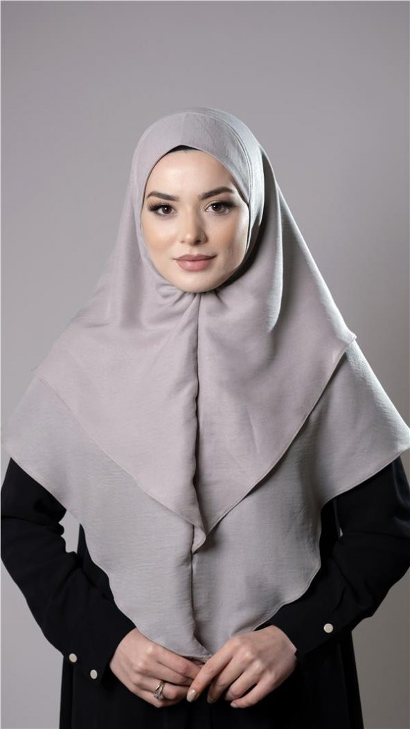 Taş Pratik Hazır Geçmeli Tesettür Eşarp Pamuk Caz Kumaş Çift Katlı Düz Hijab 2303_46 - 1