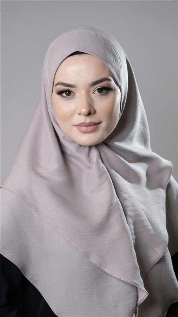 Taş Pratik Hazır Geçmeli Tesettür Eşarp Pamuk Caz Kumaş Çift Katlı Düz Hijab 2303_46 - 3