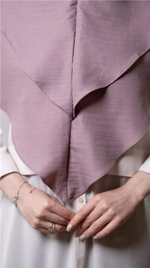 Violet Pratik Hazır Geçmeli Tesettür Eşarp Pamuk Caz Kumaş Çift Katlı Düz Hijab 2303_21 - 5