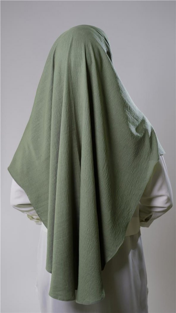 Fıstık Yeşili Pratik Hazır Geçmeli Tesettür Eşarp Pamuk Caz Kumaş Tek Katlı Çapraz Hijab 2305_36 - 4