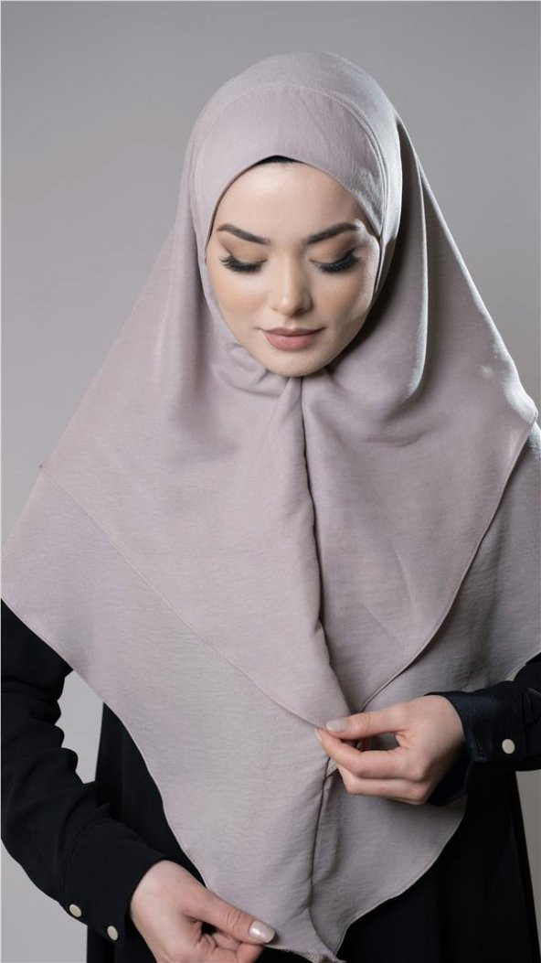 Taş Pratik Hazır Geçmeli Tesettür Eşarp Pamuk Caz Kumaş Çift Katlı Düz Hijab 2303_46 - 2