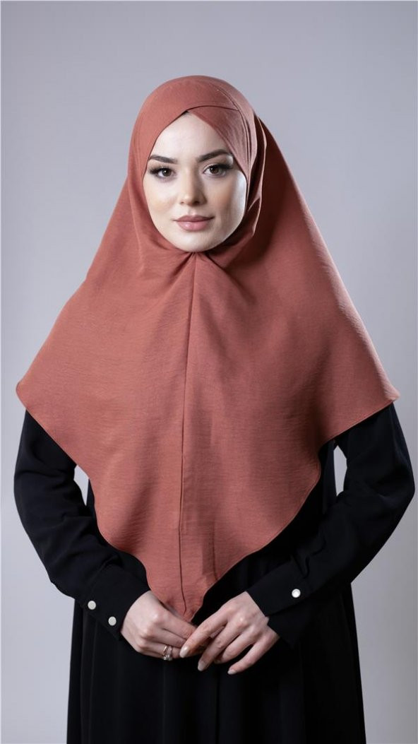 Kiremit Pratik Hazır Geçmeli Tesettür Eşarp Pamuk Caz Kumaş Tek Katlı Çapraz Hijab 2305_05