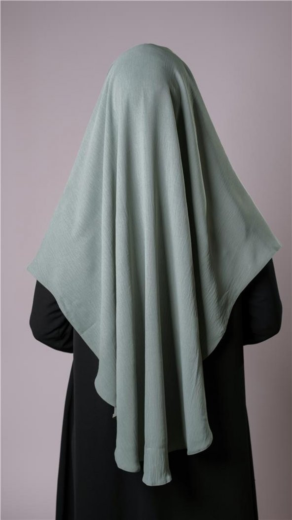 Çağla Yeşili Pratik Hazır Geçmeli Tesettür Eşarp Aerobin Kumaş  Çapraz Hijab 2307_32 - 4