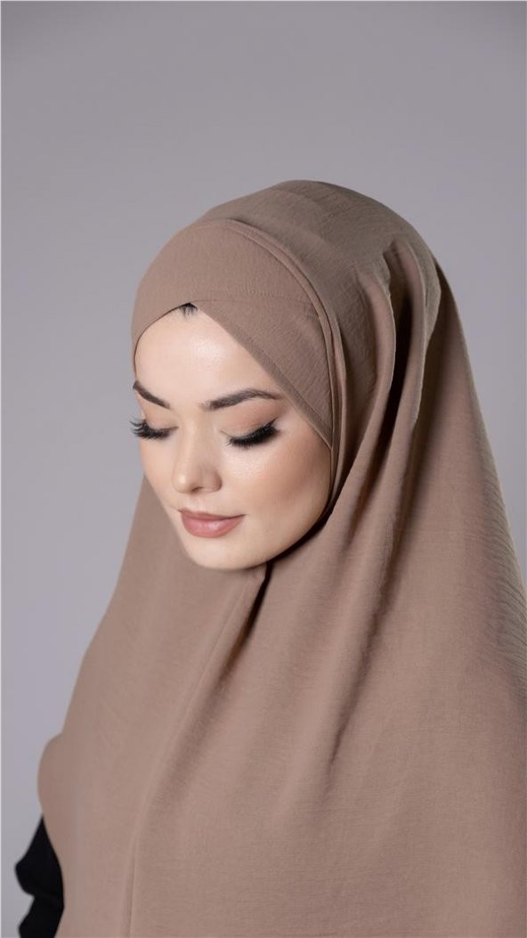 Yavru Ağzı Pratik Hazır Geçmeli Tesettür Eşarp Aerobin Kumaş  Çapraz Hijab 2307_35 - 3