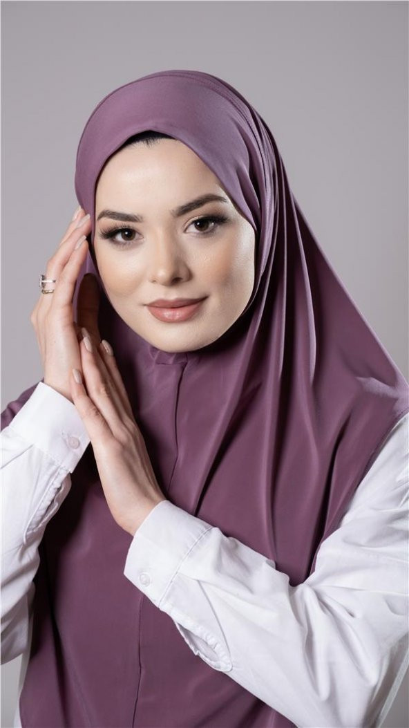 Violet Pratik Hazır Geçmeli Tesettür Eşarp Sandy Kumaş Düz Hijab 2308_21 - 2