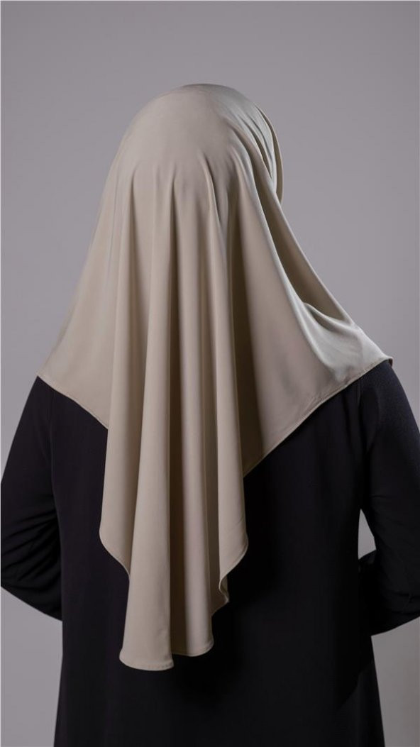 Bej Pratik Hazır Geçmeli Tesettür Eşarp Sandy Kumaş Düz Hijab 2308_12 - 4